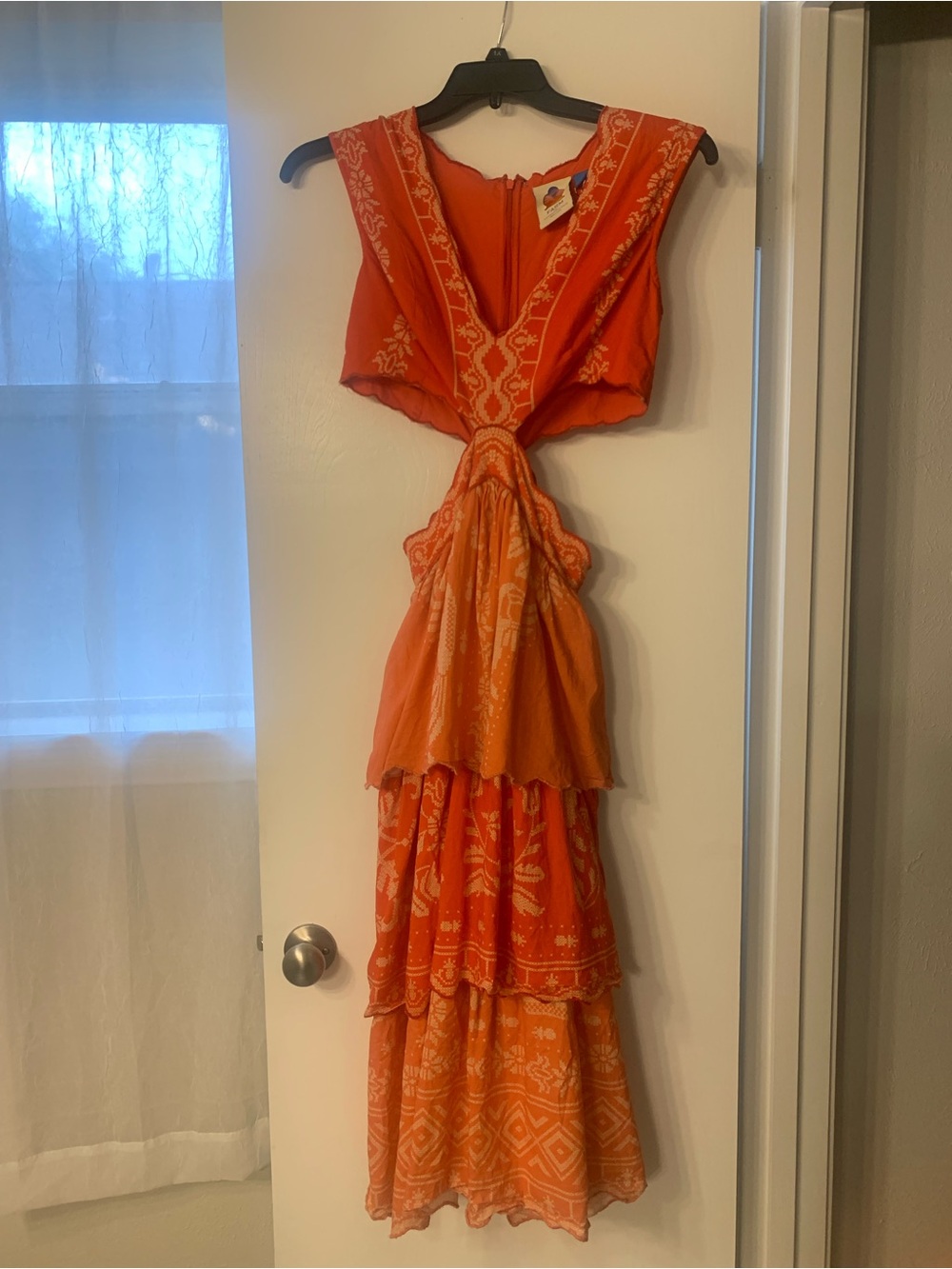 Farm Rio x Anthro Orange Tiered Maxi Dress